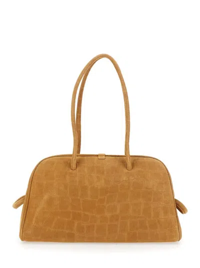Jacquemus 'le Turismo' Beige Handbag With Crocodile Effect And Logo Embossed On The Front In Suede Woman