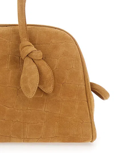 Jacquemus 'le Turismo' Beige Handbag With Crocodile Effect And Logo Embossed On The Front In Suede Woman