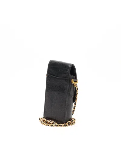Pre-owned Chanel Cc Caviar Phone Holder