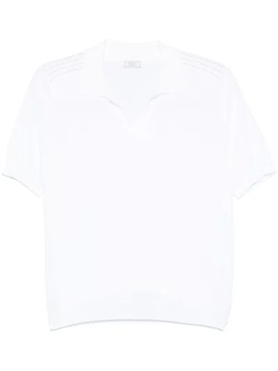 Peserico Polo In Tricot In Filato Di Puro Cotone Crepe Bianco In White