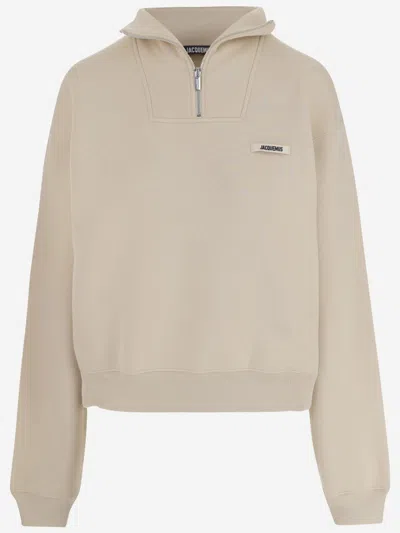 Jacquemus The Gros Grain Cotton Fleece Zip Sweatshirt