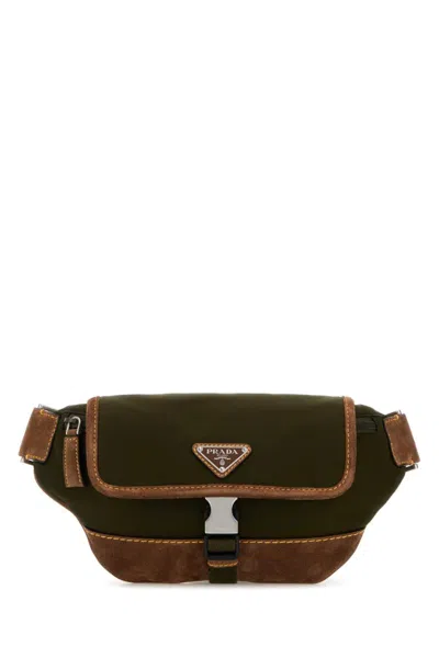 Prada Men Two-tone Re-nylon And Suede Belt Bag
