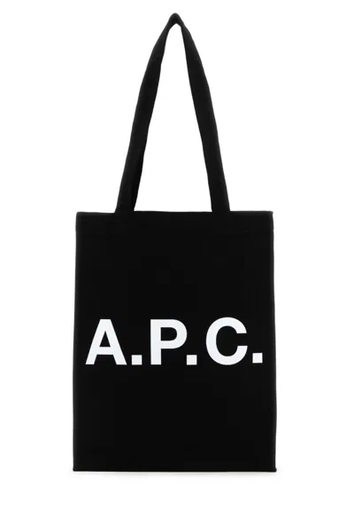 Apc A.p.c. Black Canvas Lou Shopping Bag In Black