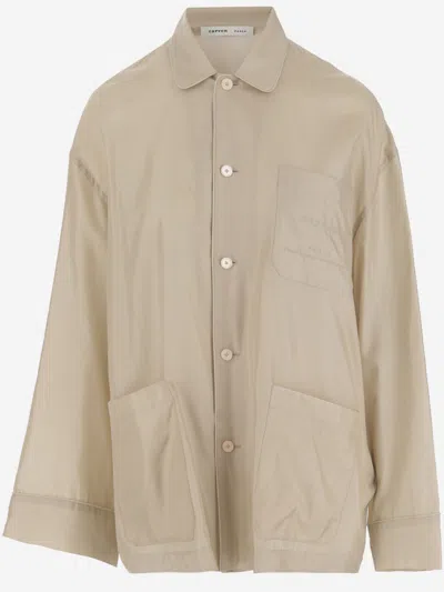 Carven Beige Silk Oversized Shirt In Neutral