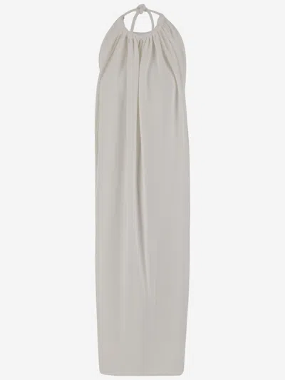 Sportmax Sleeveless Long Viscose Dress With Gathered Neckline And Open Back