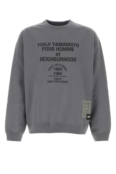 Yohji Yamamoto Crew Neck Graphic Print Sweater In Gray