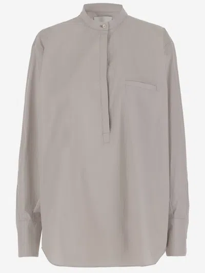 Sa Su Phi Beige Cotton Baloon Shirt In Gray
