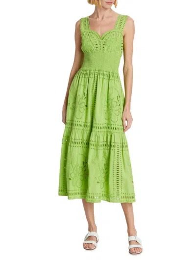Rails Fawn Smocked Waist Broderie Anglaise Sundress In Green