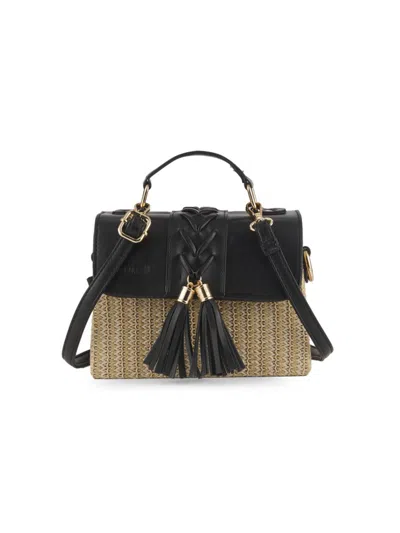 Surell Women's Woven Straw & Vegan Leather Top-handle Bag