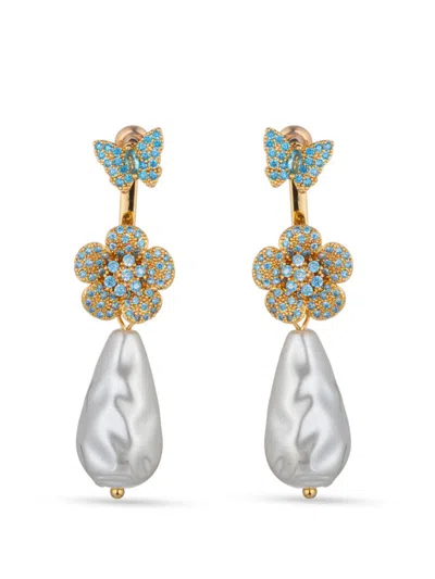 Eye Candy La Women's Zoe 18k Goldplated, Cubic Zirconia And Shell Pearl Dangle Earrings