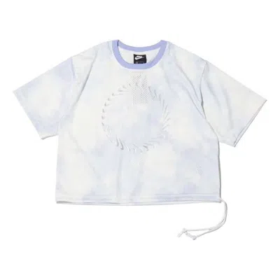 Nike (wmns)  Sportswear Icon Clash Tie Dye Printing Mesh Breathable Round Neck Short Sleeve Light Pur In White