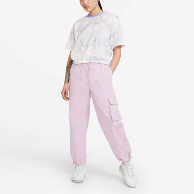Nike (wmns)  Sportswear Icon Clash Tie Dye Printing Mesh Breathable Round Neck Short Sleeve Light Pur In White