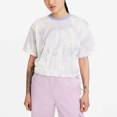 Nike (wmns)  Sportswear Icon Clash Tie Dye Printing Mesh Breathable Round Neck Short Sleeve Light Pur In White