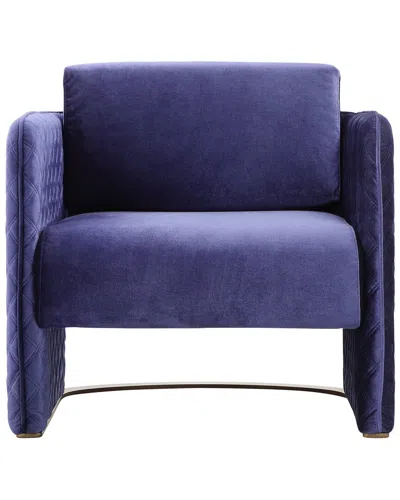 Pangea Home Lusso Gold Velvet Lounge Chair In Blue