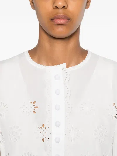 Chloé Scalloped Broderie Anglaise Cotton-blend Mini Dress In White
