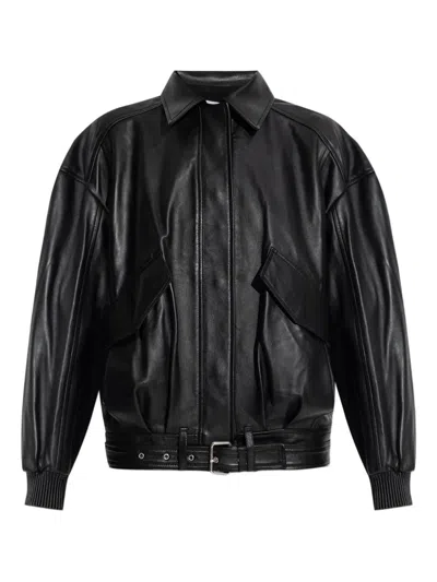 Iro Long Sleeve Leather Jacket In Black
