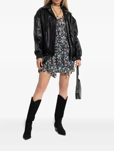 Iro Long Sleeve Leather Jacket In Black