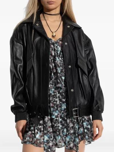 Iro Long Sleeve Leather Jacket In Black