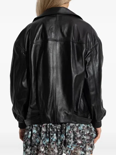 Iro Long Sleeve Leather Jacket In Black