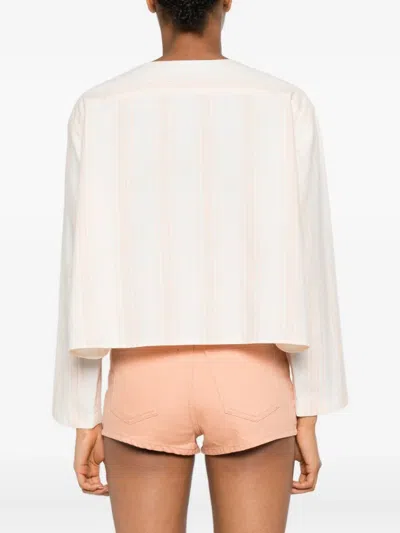 Chloé Long Sleeve Crop Top In Cotton In White