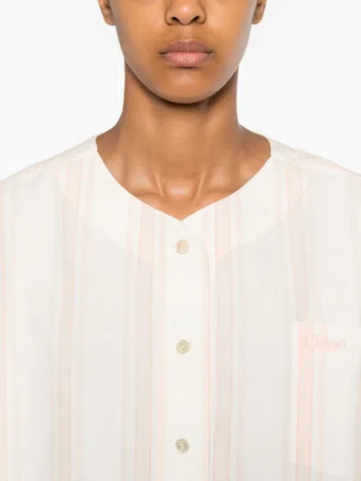 Chloé Long Sleeve Crop Top In Cotton In White