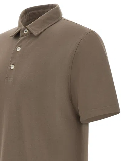 Diktat Short Sleeve Polo Shirt In Brown