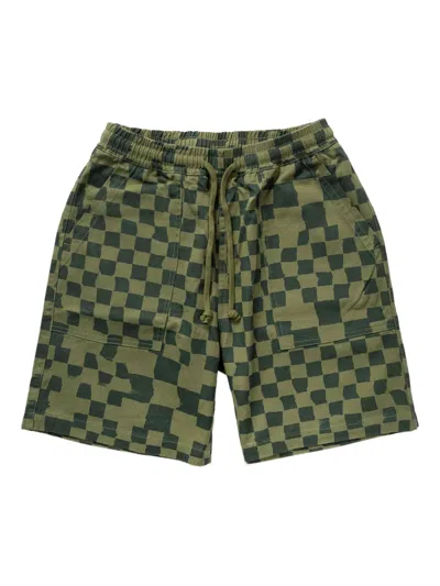 Service Works Chef Check-pattern Drawstring Shorts In Green