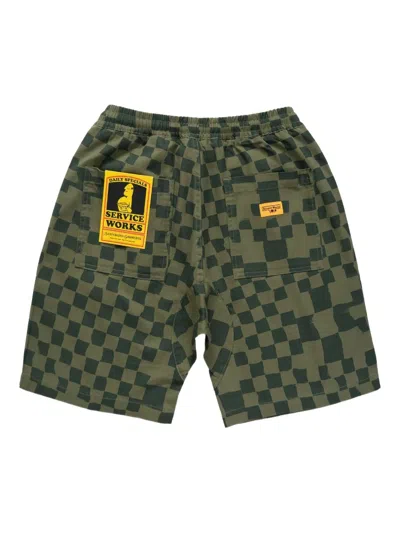 Service Works Chef Check-pattern Drawstring Shorts In Green