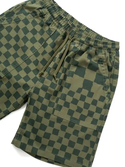 Service Works Chef Check-pattern Drawstring Shorts In Green