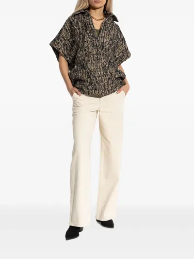 Iro Caliopa Tweed Short-sleeved Jacket In Brown