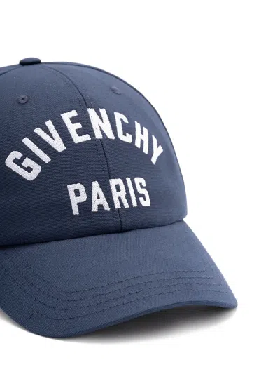 Givenchy Embroidered Cap With Curved Brim And Metal Buckle In Blue