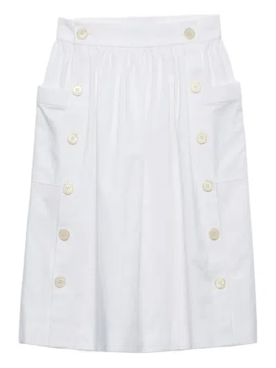Prada Cotton Midi Skirt In White