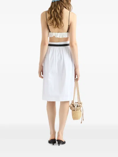 Prada Cotton Midi Skirt In White