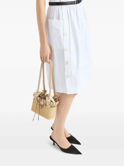 Prada Cotton Midi Skirt In White