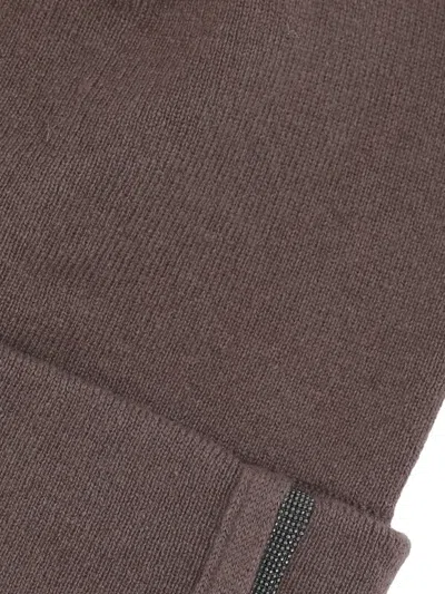 Brunello Cucinelli Embellished Beanie In Brown