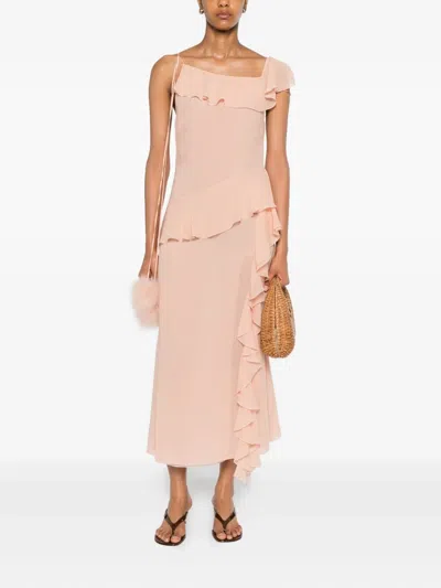 Blumarine Ruffled-trim Silk Maxi Dress