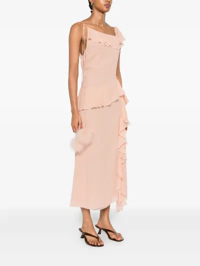 Blumarine Ruffled-trim Silk Maxi Dress
