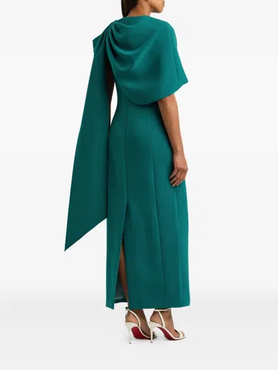 Huishan Zhang Isolde Cape-effect Embellished Gown In Green