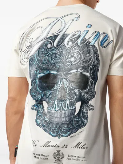 Philipp Plein Skull-print Cotton T-shirt In White