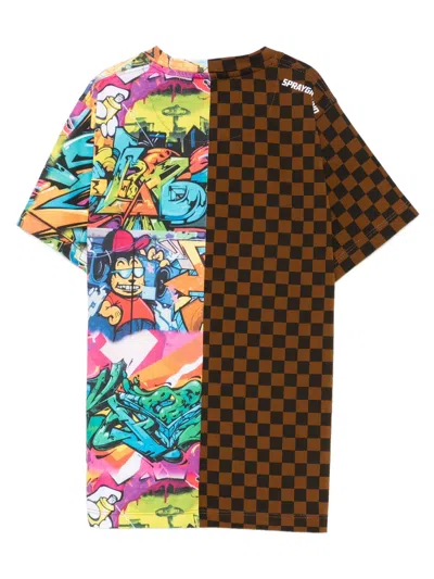 Sprayground Kid Check-graffiti Print T-shirt In Multi