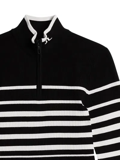J. Lindeberg Striped Zip-up Sweater In Black