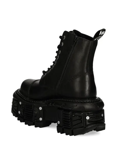 New Rock Lace-up Platform Boots In Black