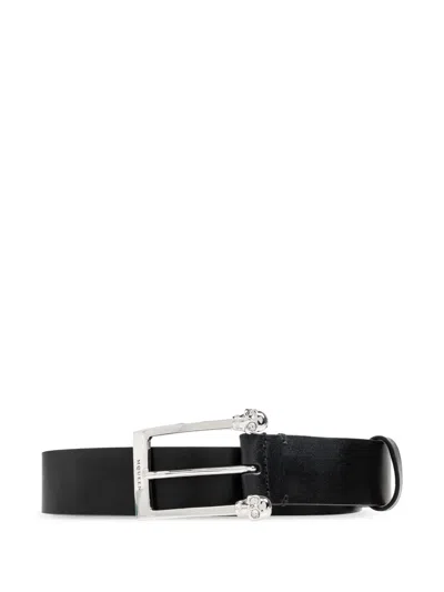 Alexander Mcqueen Twin Skull Belt In Black