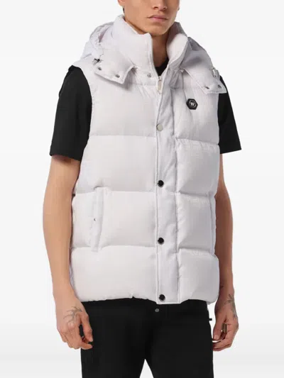 Philipp Plein Monogram Quilted Gilet In White