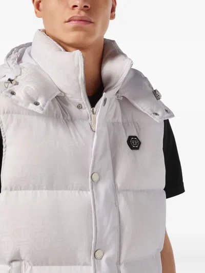 Philipp Plein Monogram Quilted Gilet In White
