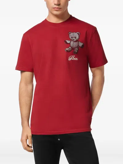 Philipp Plein Teddy Bear Strass T-shirt In Red