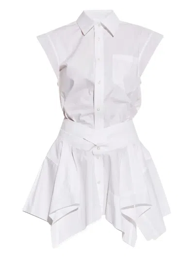 Alexander Wang Button-front Layered Shirt Dress In White