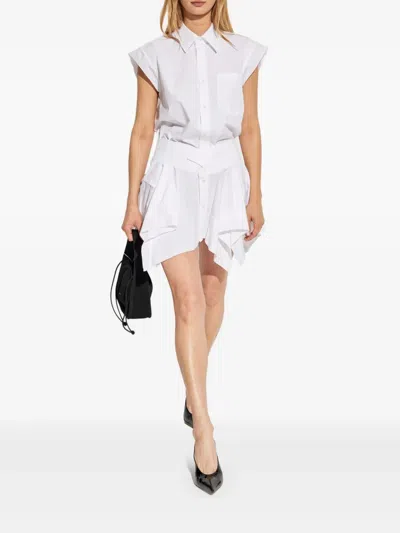 Alexander Wang Button-front Layered Shirt Dress In White
