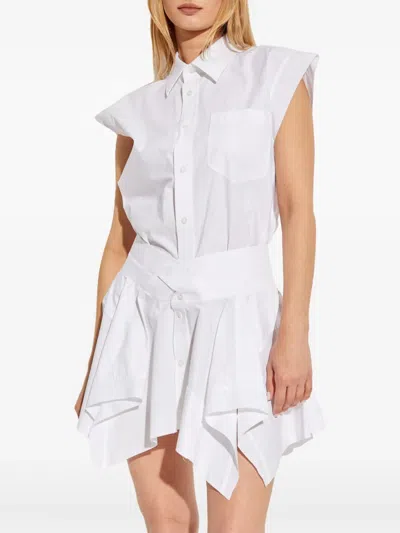Alexander Wang Button-front Layered Shirt Dress In White