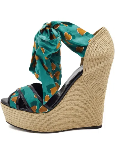 Pre-owned Gucci 145mm Wedge Espadrilles
